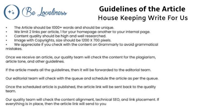 Guidelines House keeping write for us