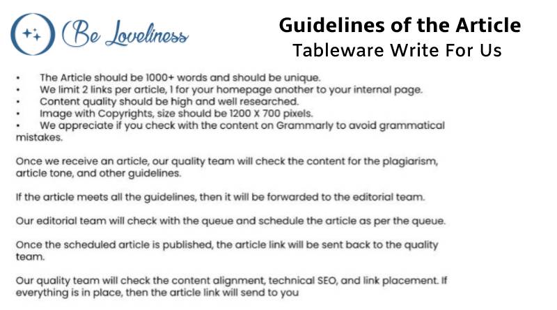 Guidelines Tableware write for us