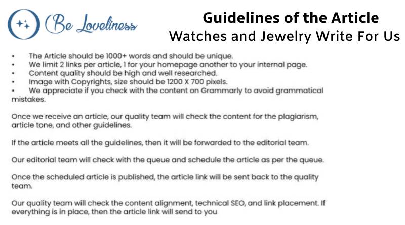 Guidelines Watch and jewelary write for us