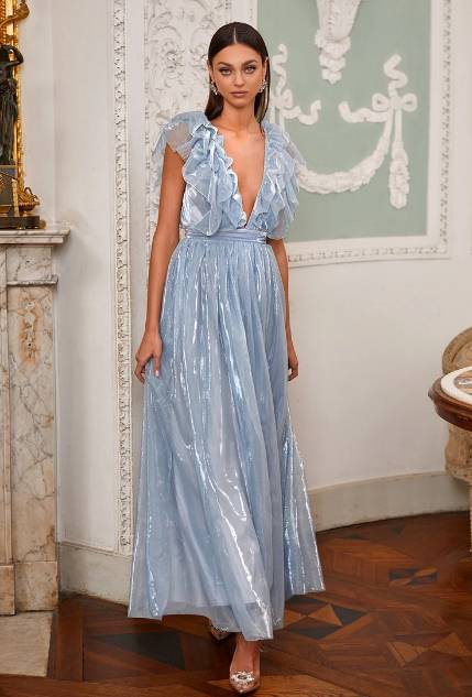 The Aurora Gown in dusty blue