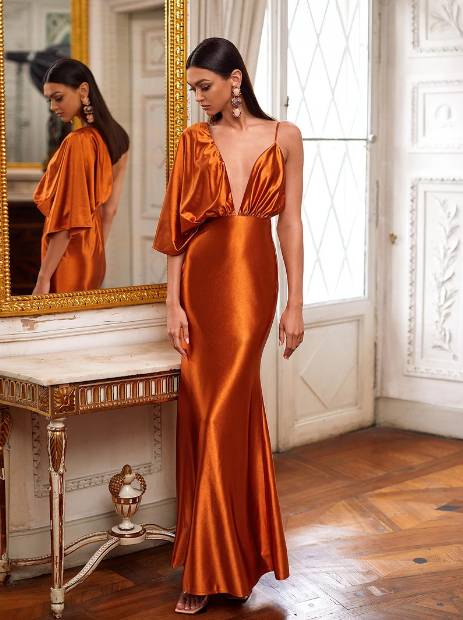 The Miriam Gown in rust